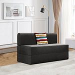 Dr. Smith Folding Sofa Bed for Living Room/Office |3x6 feet, Single Seater| Sofa Cum Bed with Cushion Jute Fabric - Black