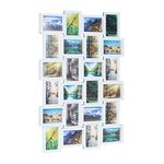 Relaxdays Picture Frame for 24 Photos, Individual Photo Collage, HxWxD: 59 x 86 x 2.5 cm, White