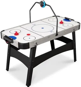 Best Choice Products LED 54 Inch Air Hockey Game Table w/Light-up Scoreboard, Powerful Motor, AC Outlet. Includes 2 Pucks, 2 Pushers - Gray