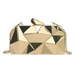 Clutch Purses for Women Lattice Pattern Metal Handbag Chain Geometric Evening Bag for Women (Gold)