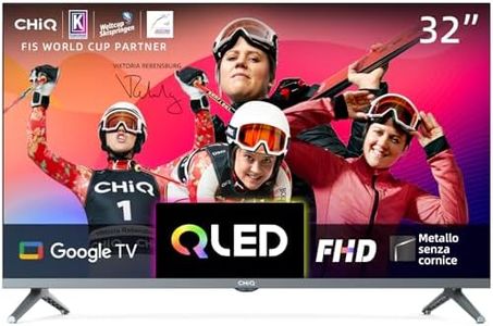 CHiQ L32QM8G TV QLED da 32 pollici, FHD, HDR10, design con cornice ultrasottile in metallo, Google TV, Chromecast integrato, Assistente di Google, CPU quad-core, Wi-Fi a doppia banda da 2,4/5 Ghz.