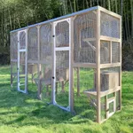 Ketive Outdoor Catio Cat Enclosure, Large Cat House with Multi-Level Platforms, Waterproof Roof, and Pull-Out Tray Double (118" L x 29.5" W x 67.7" H)