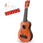 hhobby stars Kids Guitar Musical Toy Ukulele Classical Instrument(Brown),with Extra Harmonica 16 Holes