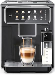 LINKLIFE Automatic Espresso Machine with Grinder and Milk Frother, Super Expresso Coffee Machines with 7 One-Touch Coffee Recipes for Latte, Americano, Cappuccino