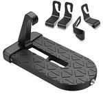 URAQT Car Doorstep Foot Pegs Folding Ladder, Universal U Shaped Hook Pedal, Multifunctional with Safety Hammer Car Doorstep Vehicle Folding Ladder for SUV, RV, Off-Road Vehicle (With 4 Car Hooks)