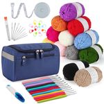 Aeelike Beginners Crochet Kit for Adults, Childrens Crochet Starter Kit, 12 Pcs 2.0-8.0 mm Ergonomic Crochet Hooks Set with Bag and Wool, Knitting Accessories, First Crochet Kit for Beginners Kids UK
