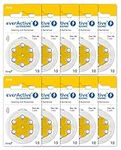 everActive 10, 60 Pack Hearing Aid Batteries High Performance Zinc Air Batteries 10 Blister Cards 4 Year Shelf Life Yellow Ultrasonic PR70