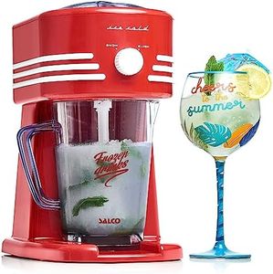 Salco Slush Ice Maker - Machine à glace slush au design rétro - 15 W - 2 modes de fonctionnement pour glace grossière et fine - Lames en acier inoxydable - Nettoyage facile - Avec carafe de 1 litre