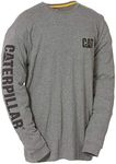 CAT Caterpillar Men's Trademark Banner L/S TEE, Dark Heather Grey, XL