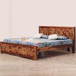 Royal Finish Nivora Solid Wood King Size without Storage Bed with Natural Honey Oak Colour,12-Month Warranty - 83.1" x 74" x 40" (Natural Honey Oak)