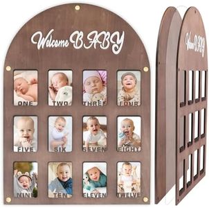 My First Year Photo Board - 3 Layers with Acrylic Protection, Track Weight & Height! 12 Month 2''x3'' Picture Frame for Baby One Year Newborn to 1st Birthday, Welcome Baby Sign Decor Keepsake Gifts