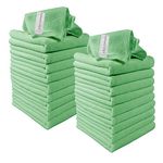 Clay Roberts Microfibre Cleaning Cloths, 40cm x 30cm - Pack of 20, Green Cloths, Machine Washable, Polishing, Waxing & Dusting Cloth, Lint-Free, e Cloth, Kitchen Towel, Car Cleaning, Microfiber cloth