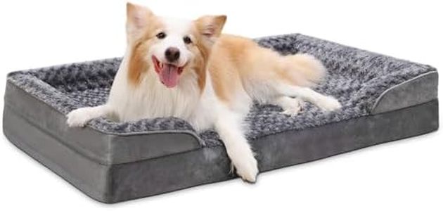 KSIIA Panier Moyen Chien Orthopédique, Mémoire de Forme Coussin Chien Dehoussable, Canapé pour Chien Lavable, Lit pour Chien avec Base Antidérapante, Gris 91x68x16cm