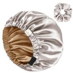 YANIBEST Satin Bonnet Silk Bonnet Hair Bonnet for Sleeping Satin Cap Extra Large Reversible for Women Curly Natural Hair Black