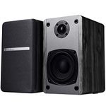 SINGING WOOD T25 Passive 2 Way Bookshelf Speakers 60 Watts (30W x 2) with preinstalled Wall Mount Bracket- Beech Wood Finish, Pair - Receiver or Amplifier Needed to Operate (Black)