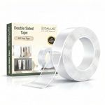DALUCI Double Sided Tape Heavy Duty for Wall Strong Adhesive Nano Tape Multipurpose Mounting Tape Removable Washable Reusable Transparent Gel Grip (Transparent, 2mm x 3m)