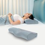 WELLGIVER ComfortCloud Orthopedic Memory Foam Pillows | Cervical Pillow for Neck and Shoulder Pain with Removable Zipper Cover (Contour Pillow-Midnight Blue-Pack of 1)