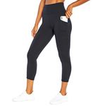 Balance Collection Womens Crescent Tummy Control Pocket Legging, Black, X-Large