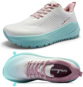 OrthoComfoot Women's Orthopedic Wide Toe Box Running Shoes, Arch Support Plantar Fasciitis Relief Sneakers, Diabetic Non Slip Trail Hiking Shoes, Pink White Size 7.5