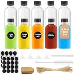 Furuising 10Pcs Glass Shot Bottles with Lids 120ml, 4oz Ginger Shot Bottles, Clear Glass Bottles with Hang Tag, Pen, Label, Funnel, Brush, Jute String for Ginger ale, Alcohol, Juice