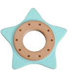 Luv Lap Baby Silicone Lightweight Teether with Natural Beech Wood Inner Ring, 100% Food Grade Silicone, Easy Grip, 3 Months+ (Light Green)