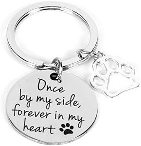 Loss of Dog Sympathy Gifts Pet Dog Memorial Keychain Cat Dog Remembrance Bereavement Gift Pet Dog Memorial Keepsake Once by My Side Forever in My Heart Key Chain