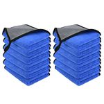URAQT Microfibre Cleaning Cloths, 12 Pack Car Cleaning Cloths, Two-layer Thickened Microfibre Towels, Lint Free Super Absorbent Cleaning Towel for Household and Car Washing, Drying, Detailing, 40x30cm