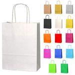 Thepaperbagstore 40 White Paper Party Bags With Handles - Colourful Paper Gift Bags for Kids and Adults Parties, Birthdays, Weddings, Baby Showers, Hen Parties and Sweets 18x22x8cm