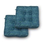 Duck Covers Water-Resistant 48 x 48 x 12 cm Indoor Outdoor Seat Cushions, Blue Oasis Palm, 2-Pack