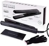 Herstyler Superstyler Onyx Ceramic Flat Iron, Ceramic Hair Straightener With Adjustable Temperature, Travel-friendly Dual Voltage Flat Iron