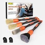 TIROL Detailing Brush, 6Pack Car Detailing Brush Set Detail Brushes Auto Car Detailing Brushes for Cleaning Vehicles Interior Dashboard Air Vents Leather Seat Exterior Wheels Nuts Engine