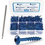 Besitu 400Pcs Pocket Hole Screws Assortment Kit, 4 Sizes #8 x 1", 1-1/4", 2", 2-1/2" Coarse Thread Wood Screws with Square Drive, Blue Anti-Rust Coated for Outdoor, Self Tapping, Drive Bit Included