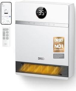 Dreo Smart Electric Wall Heater, 28dB Silent Ceramic Space Heaters for Home, Low Energy, 30° Oscillation, Adjustable Thermostat, 24H Timer, IP24 Wall Mounted for Bedroom, Works with Alexa