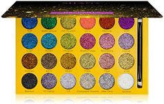 SHANY RSVParty Makeup Glitter Eyeshadow Palette - 24 Long-Lasting Pressed Glitter Pigments for Face and Body - Ultra Pigmented Glitter Makeup set with a Makeup Brush. Full Size Eyeshadow Pan.