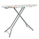 Amazon Basics Ironing Board with H-Shaped Iron Rest, Large, 122 cm x 43 cm, Grey, Polka Dots