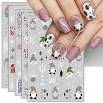 JMEOWIO 10 Sheets Glitter Christmas Nail Art Stickers Decals Self-Adhesive Snowflake Winter Holiday Cute Tree Star Nail Supplies Nail Art Design Decoration Accessories