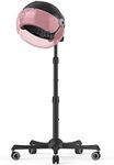 TASALON Ionic Hooded Hair Dryer, 1875W Professional Standing Hair Dryer Bonnet with 3 Temperature Settings, Height Adjustable Rolling Hair Dryer on Wheels, Sit Under Hair Dryer for Home & Salon, Pink