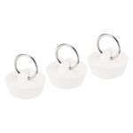 uxcell Rubber Sink Plug, White Drain Stopper Fit 1-1/8" to 1-3/16" Drain with Hanging Ring for Bathtub Kitchen and Bathroom 3pcs