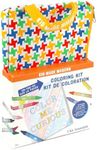 Kid Made Modern On The Go Coloring Set & Travel Art Supplies Kit with Coloring Book & Crayons for Kids Ages 5+ | 12 Crayons Color Box for Drawing