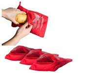 4 Pcs Washable Potato Microwave Pouch Reusable Microwave Potato Pouch Used to Make Perfect Potatoes in 4 Minutes Red 25 x19cm