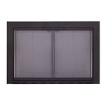 Pleasant Hearth Linear Aluminum Collection Fireplace Glass Door, Black