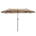 PHIVILLA Garden Parasol Umbrella 380 cm×200 mm Larger Patio Umbrella for 6-8 Person Revolve Handle UV 50+ (Beige)