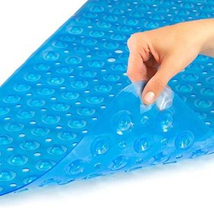 HealthSmart Bath Mat Extra Large No Slip Shower & Bathtub Mat with Suction Cups and Drain Holes for Anti-slip Grip, Machine Washable, Extra Large, 40 x 15.5, Blue