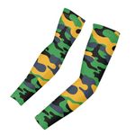 CLOHOMIN Arm Sleeves Sun Protection Compression Sleeves Tattoo Cover Up for Women Men Cooling Athletic Sports Sleeve, Yellow Green Camo, L - Apply 11-13 Inch (C)