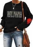 Mother's Day Long Sleeve Tops Boy Mama Mother Sweatshirts Pullover Mom Mode Blouse (XX-Large, Boy Mama (Black))