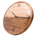 Driini Analog Dome Glass Wall Clock (12") - Pine Wood Frame with Two-Tone Wooden Face - Battery Operated with Silent Movement - Large Decorative Clocks for Classroom, Office, Living Room, or Bedrooms.