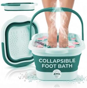 AWA Foot Soaking Tub, Collapsible Foot Bath Soak Tub for Soaking Feet, Pedicure Bowl, Plastic Feet Soaking Tub with Acupressure Massage Points, Foldable Laundry Basket (Teal Foot Tub)