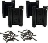 2 Pairs (4Pcs) 3inch Double Action Spring Hinge Stainless Steel Cafe Saloon Door Swing Self Closing Black with Screws