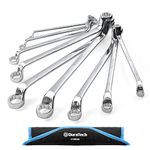 DURATECH Offset Double Ring Spanner Set, 9-Piece Metric Box End Wrench Set with Roll Pouch - 75-Degree Offset, 6-23mm, 12-Point, Chrome Vanadium Steel