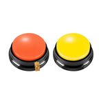 Foodie Puppies Voice Recording Button, Dog Buttons for Communication Pet Training Buzzer Dog Toy, 30 Second Record & Playback, Funny Gift for Study Office Home (Orange + Yellow)